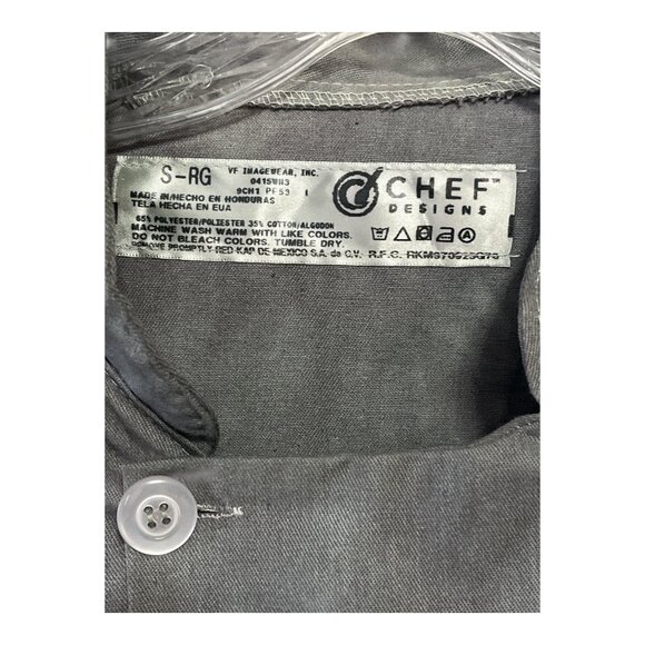 Chef Designs Gray Double-Breasted Chef Coat Men’s Size S-RG Long Sleeve - Picture 2 of 5